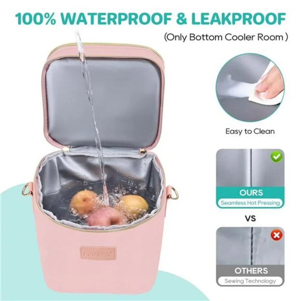 Breastmilk Cooler Bag with Ice Pack Fits 6 Baby Bottles Insulated Leakproof Tote